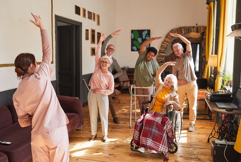 group exercise class at Assisted Living Fresno ca