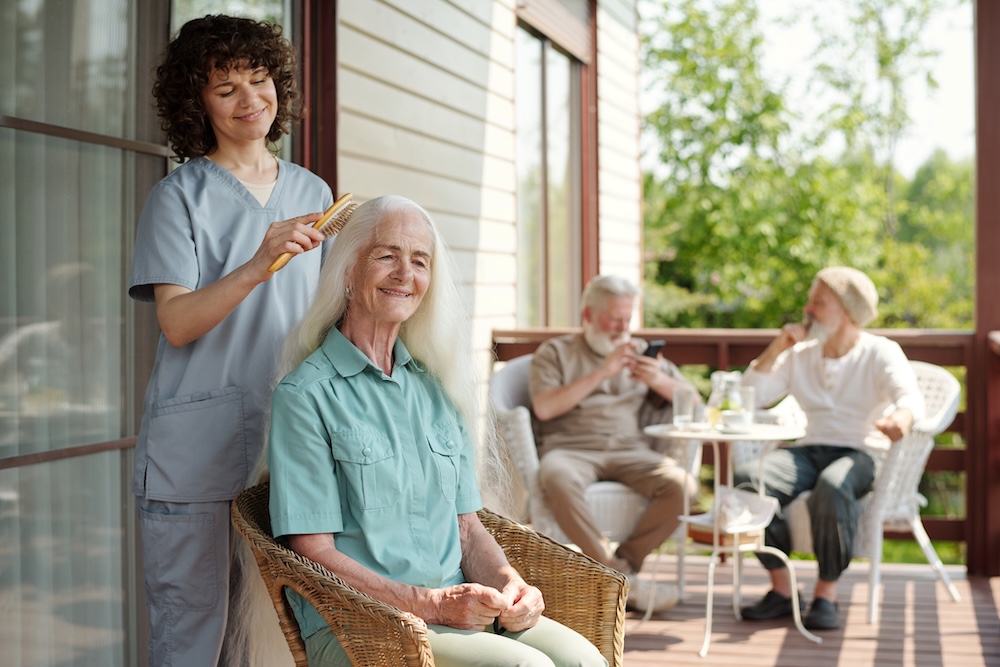 Senior woman receiving care at Memory Care Fresno