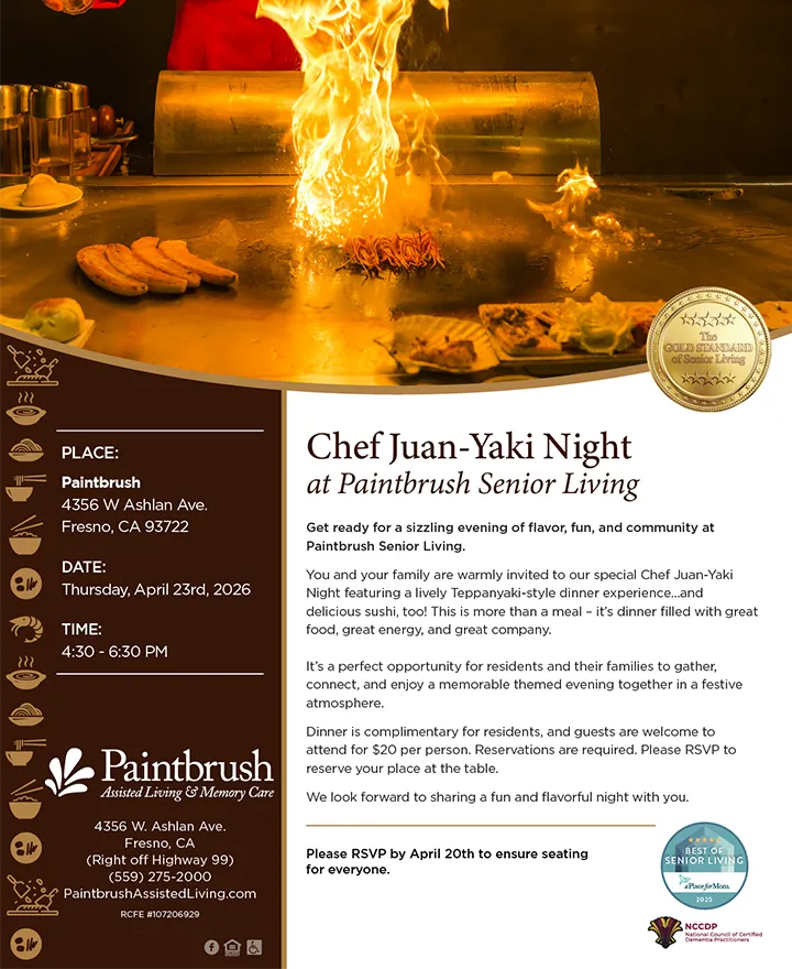 Paintbrush Assisted Living | April 2026 Event | Chef Juan Yaki Night
