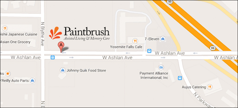 Map of location of Paintbrush Living Facilities in Fresno, CA